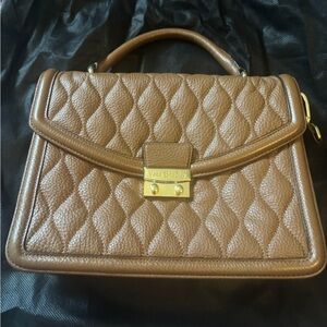 Vera Bradley LYDIA Quilted crossbody/handbag in Cognac Brown with Gold Hardware